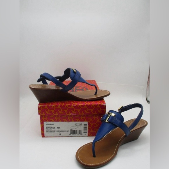Tory Burch Royal Blue Casey Leather Sandals (Size 8) - Picture 10 of 13